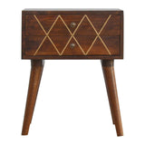 Geo Brass Inlay Bedside - Artisan Furniture - Flyclothing LLC