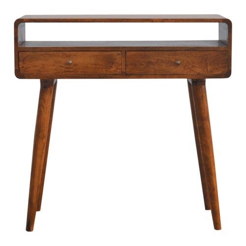 Curved Chestnut Console Table - Artisan Furniture - Flyclothing LLC