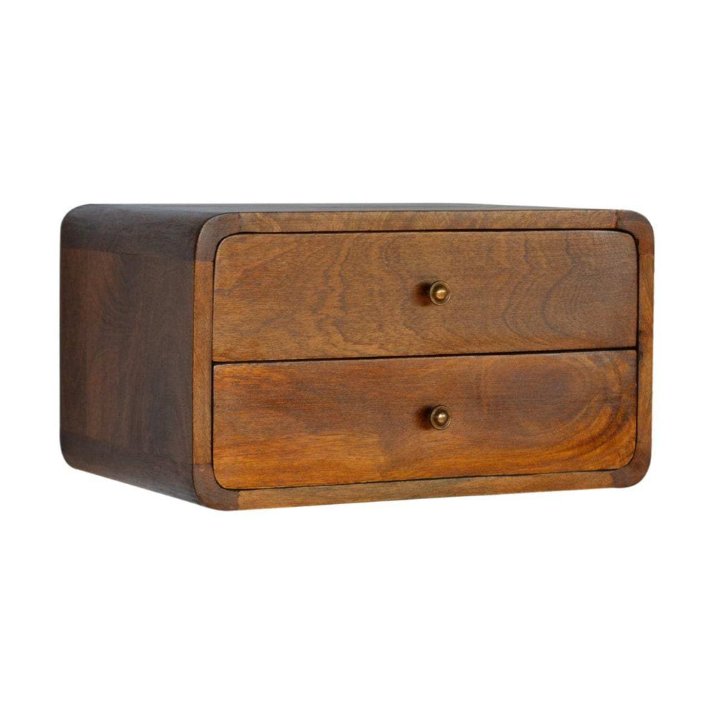 Floating Curved Chestnut Bedside - Artisan Furniture - Flyclothing LLC