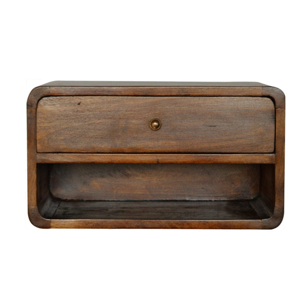 Chestnut Curve Floating Bedside - Artisan Furniture
