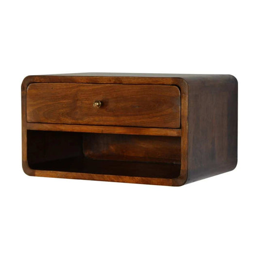 Chestnut Curve Floating Bedside - Artisan Furniture - Flyclothing LLC