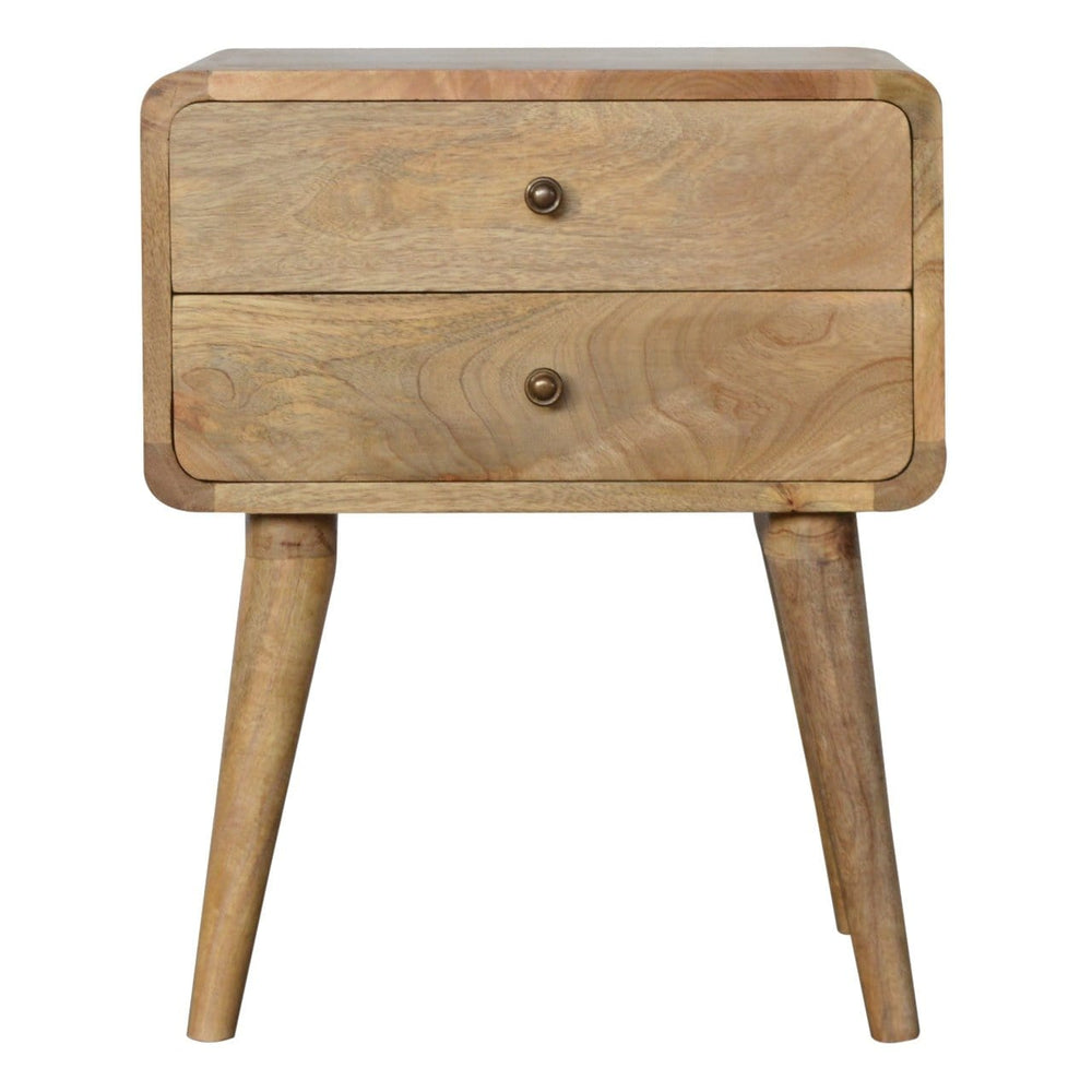 Curved Oak-ish Bedside - Artisan Furniture