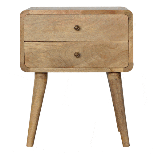 Curved Oak-ish Bedside - Artisan Furniture - Flyclothing LLC