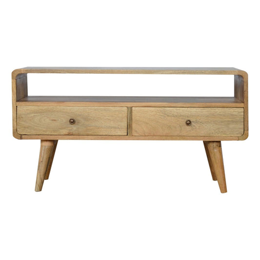 Curved Oak-ish Media Unit - Artisan Furniture