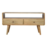 Curved Oak-ish Media Unit - Artisan Furniture