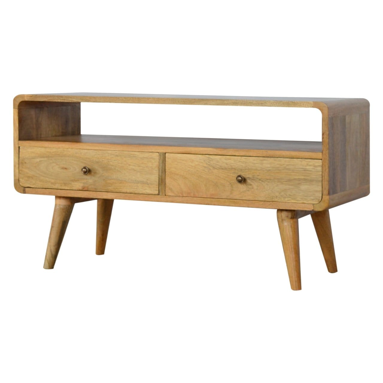 Curved Oak-ish Media Unit - Artisan Furniture