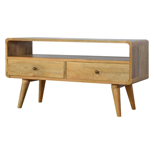 Curved Oak-ish Media Unit - Artisan Furniture