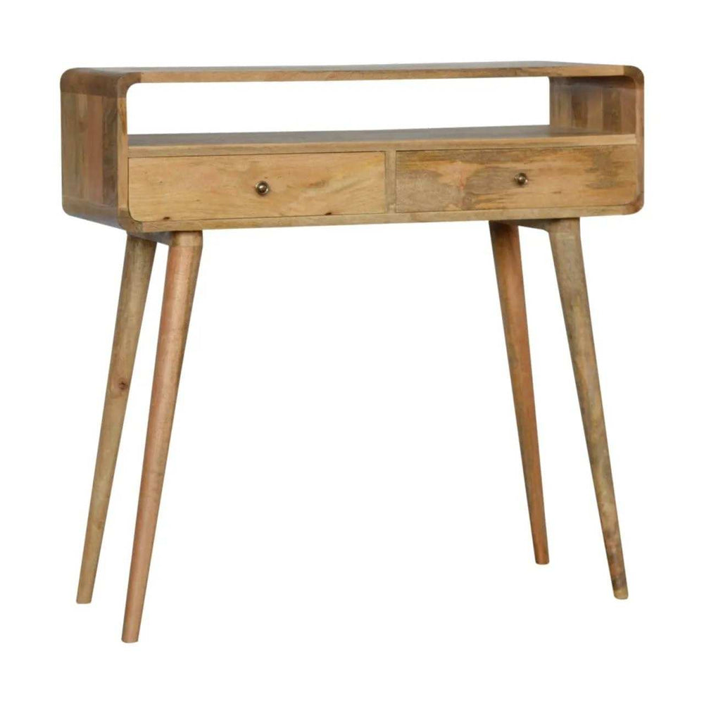 Curved Oak-ish Console Table - Artisan Furniture - Flyclothing LLC