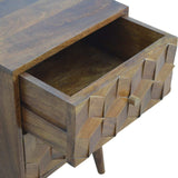 Chestnut Cube Carved Bedside - Artisan Furniture - Flyclothing LLC