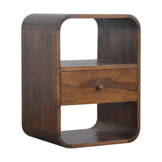Chestnut Curved Edge Bedside - Artisan Furniture - Flyclothing LLC