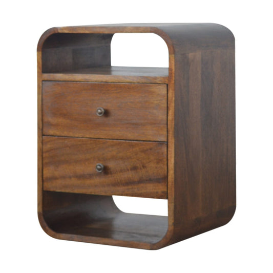 Artisan Chestnut Curve 2 Drawer Nightsand - Artisan Furniture