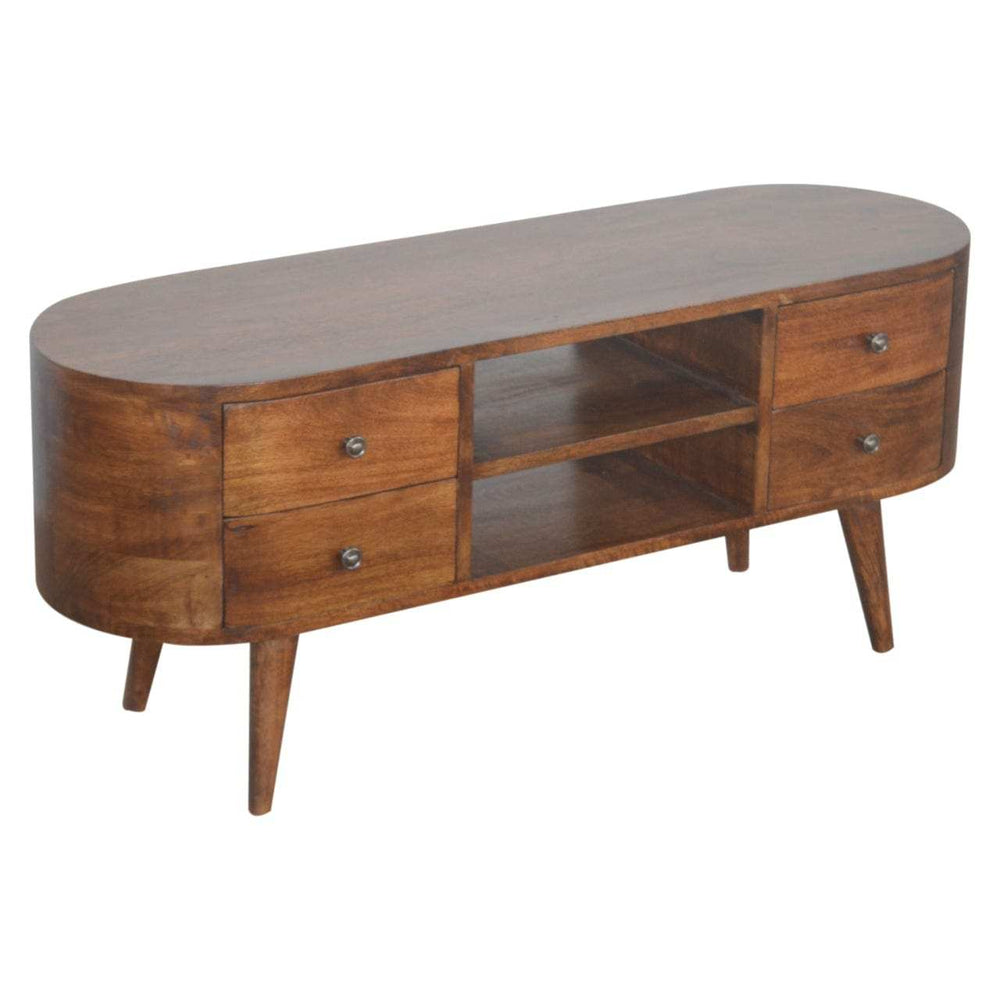 Chestnut Rounded Entertainment Unit - Artisan Furniture - Flyclothing LLC