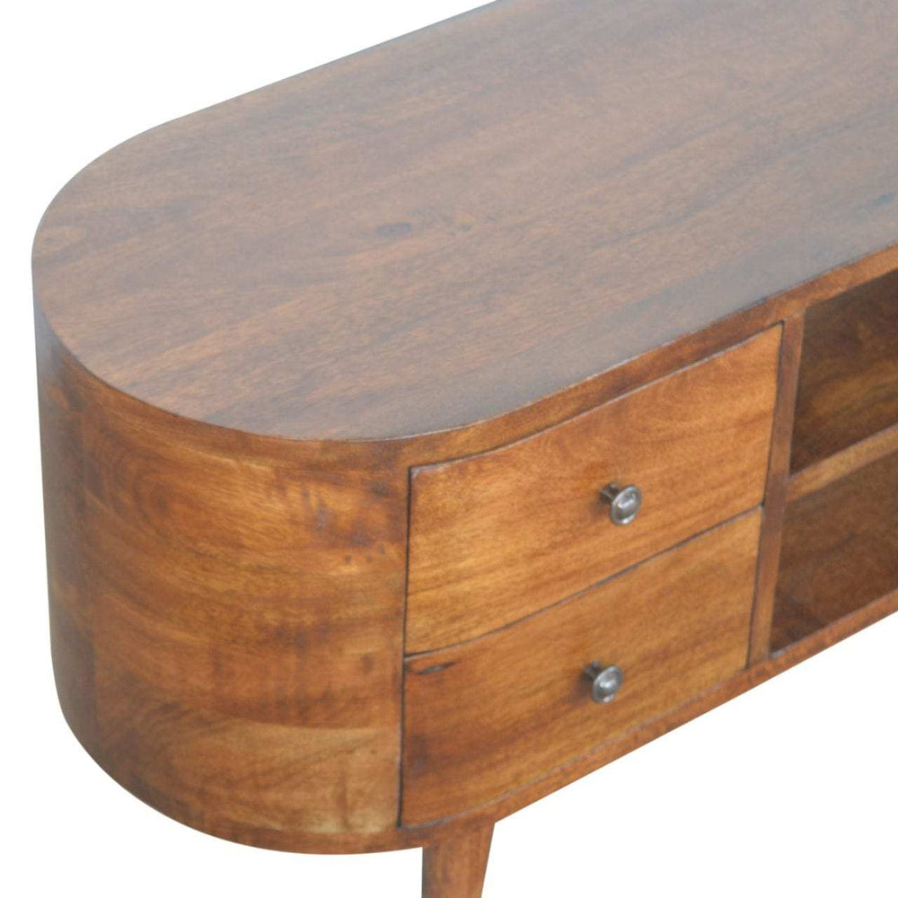 Chestnut Rounded Entertainment Unit - Artisan Furniture - Flyclothing LLC