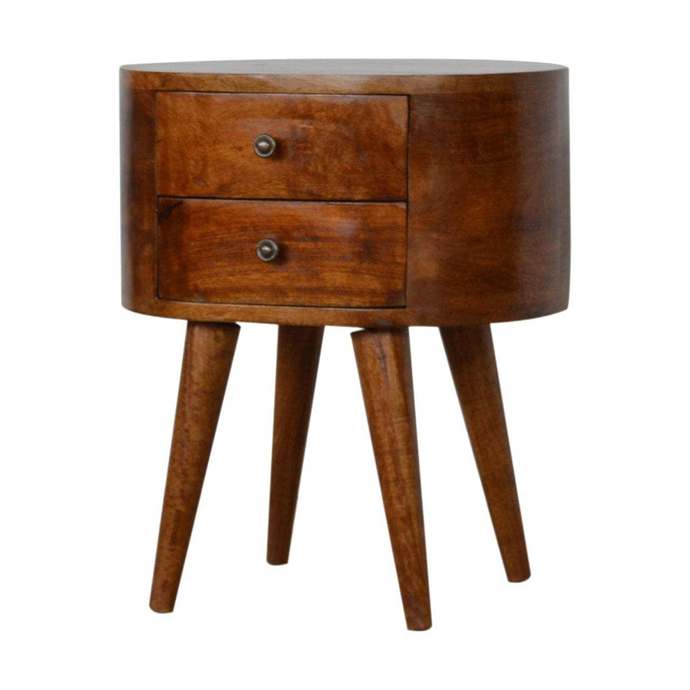 Chestnut Rounded Bedside Table - Artisan Furniture - Flyclothing LLC
