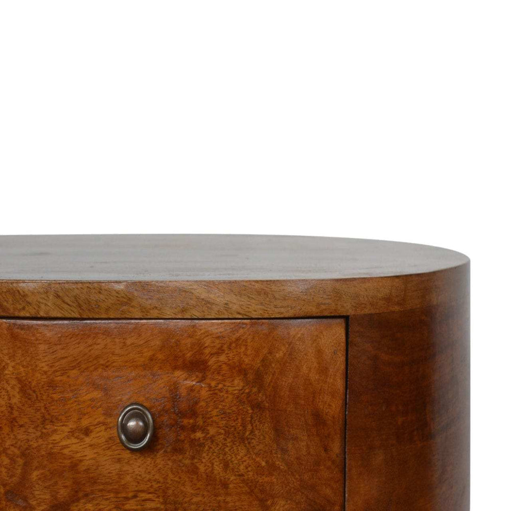Chestnut Rounded Bedside Table - Artisan Furniture - Flyclothing LLC