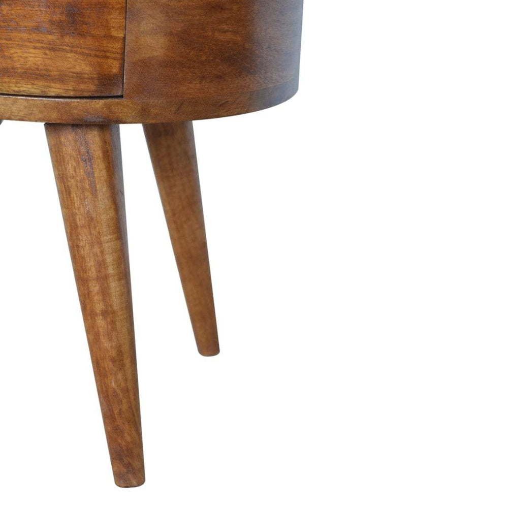 Chestnut Rounded Bedside Table - Artisan Furniture - Flyclothing LLC