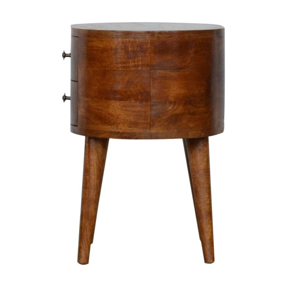 Chestnut Rounded Bedside Table - Artisan Furniture - Flyclothing LLC