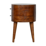 Chestnut Rounded Bedside Table - Artisan Furniture - Flyclothing LLC