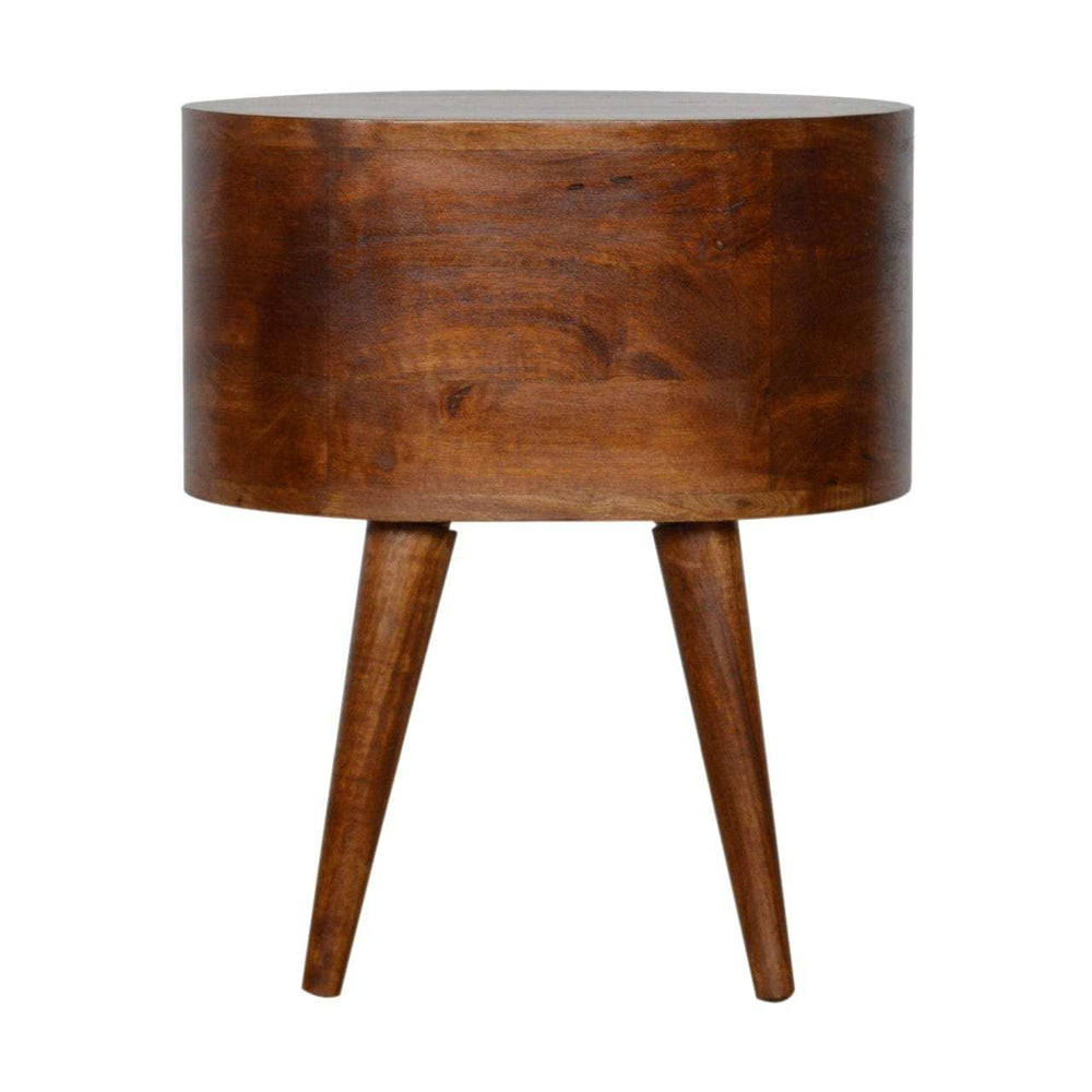 Chestnut Rounded Bedside Table - Artisan Furniture - Flyclothing LLC