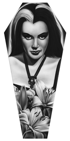 Black Market Art Company Lily Munster & Stretched Canvas Coffin Print