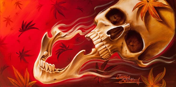 Black Market Art Company Maple Leaves Skull Print