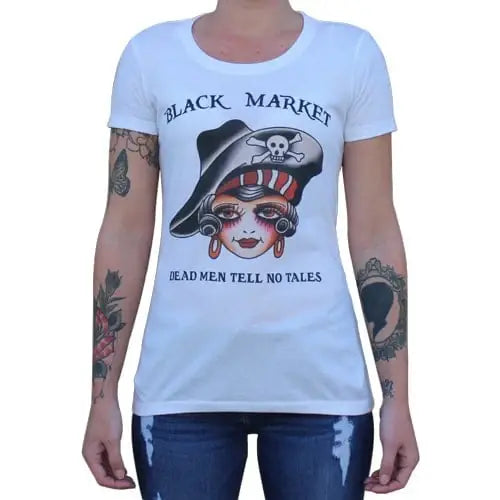 Black Market Art Company Tell No Tales Women's Loose Neck T-Shirt - Black Market Art Company - Flyclothing LLC