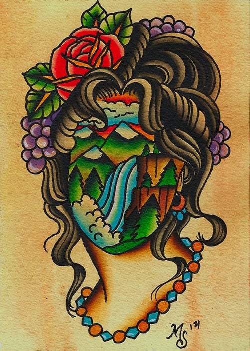 Black Market Art Company Waterfall Girl Print - Black Market Art Company - Flyclothing LLC