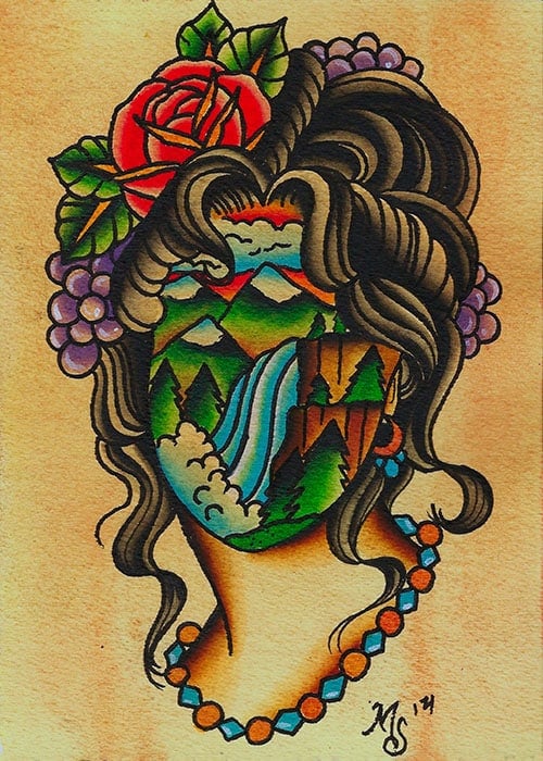 Black Market Art Company Waterfall Girl Print