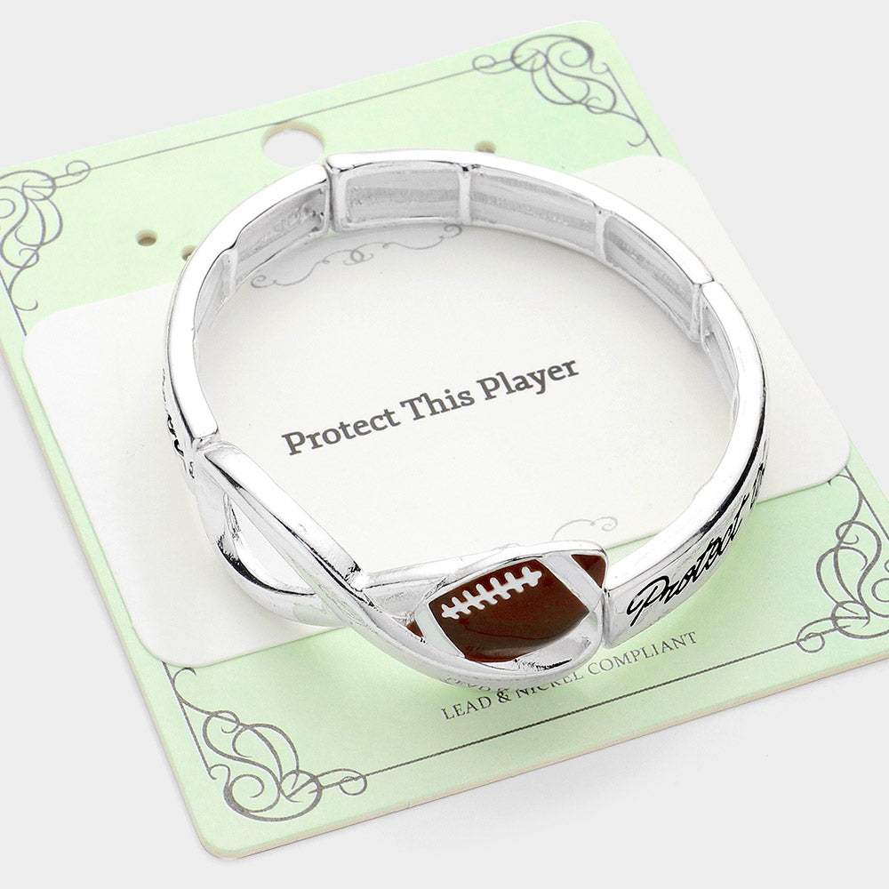 Protect This Player Message Football Sport Theme Stretch Bracelet - Madeline Love - Flyclothing LLC