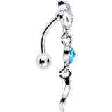 Blue Gem Heart Fierce Fox Head Top Mount Dangle Belly Ring - BodyCandy - Flyclothing LLC