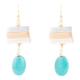 Pueblo Blue Magnesite and Mixed Metal Drop Earrings
