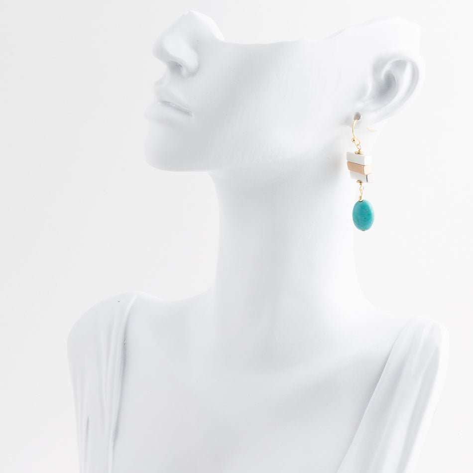 Pueblo Blue Magnesite and Mixed Metal Drop Earrings - Barse Jewelry - Flyclothing LLC