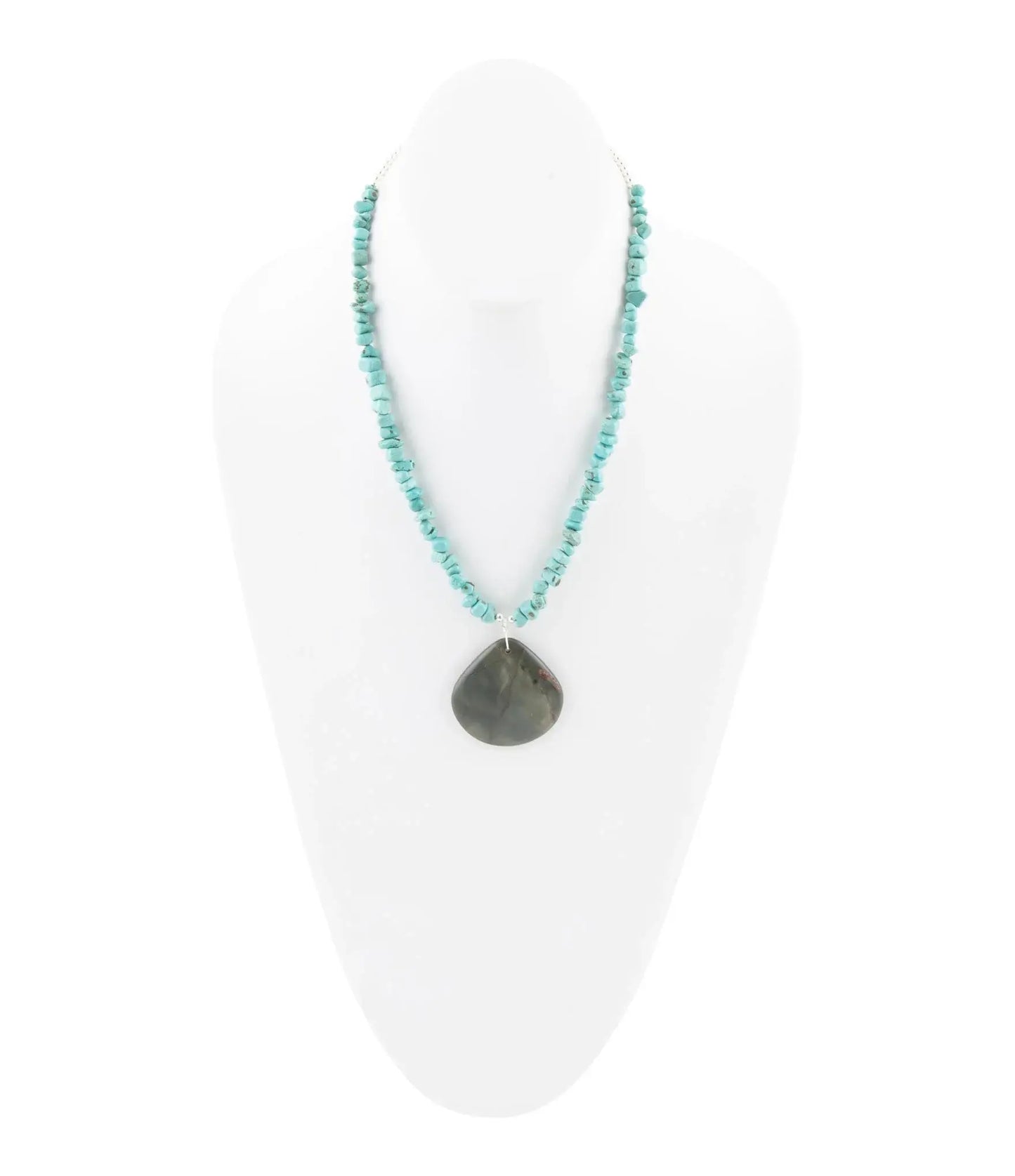 Pueblo Blue Turquoise Magnesite and Jasper Sterling Silver Necklace - Barse Jewelry - Flyclothing LLC