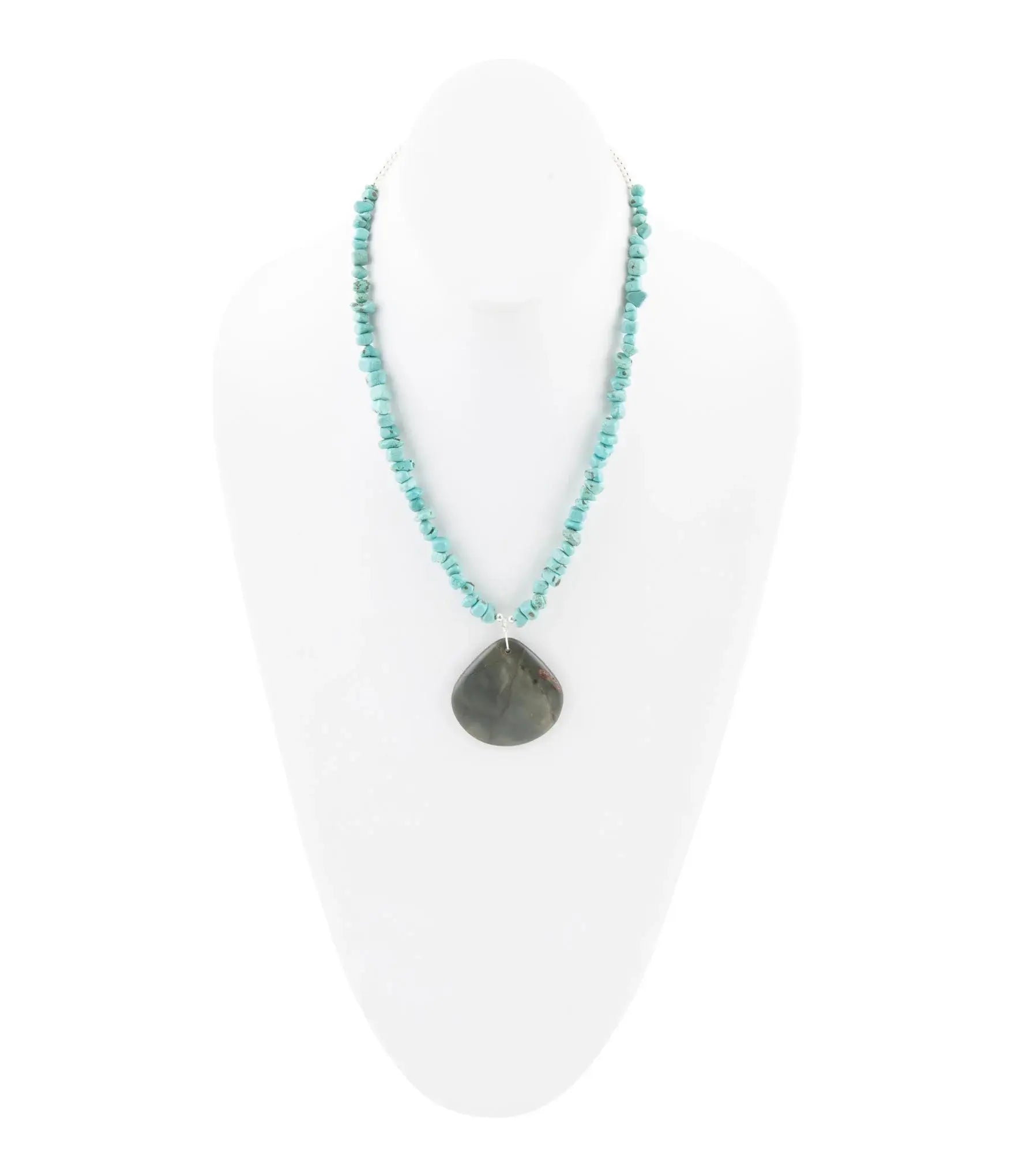 Pueblo Blue Turquoise Magnesite and Jasper Sterling Silver Necklace - Barse Jewelry - Flyclothing LLC