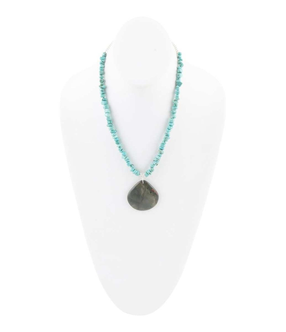 Pueblo Blue Turquoise Magnesite and Jasper Sterling Silver Necklace - Barse Jewelry - Flyclothing LLC