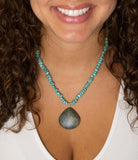 Pueblo Blue Turquoise Magnesite and Jasper Sterling Silver Necklace - Barse Jewelry