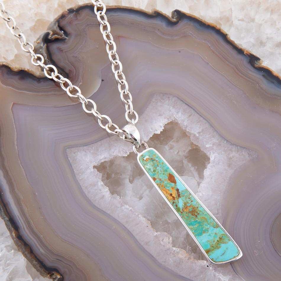 Pueblo Blue Turquoise and Sterling Silver Pendant Necklace - Barse Jewelry - Flyclothing LLC