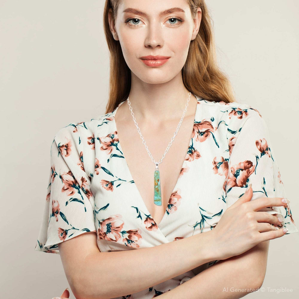 Pueblo Blue Turquoise and Sterling Silver Pendant Necklace - Barse Jewelry - Flyclothing LLC