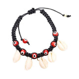 Puka Shell Evil Eye Cord Braid Adjustable Bracelet - Madeline Love - Flyclothing LLC