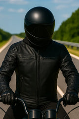 Ace - Ultra Men's Black Leather Motorcycle Jacket - Unik Just for Bikers - Flyclothing LLC