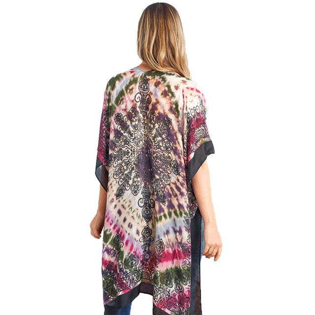 Tie Dye Boho Printed Cover Up Kimono Poncho - Madeline Love - Flyclothing LLC