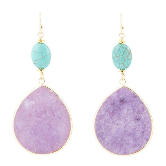 Purple Amethyst Tear Golden Drop Earrings - Barse Jewelry - Flyclothing LLC