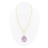 Purple Amethyst Teardrop Golden Chain Necklace - Barse Jewelry - Flyclothing LLC