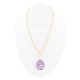 Purple Amethyst Teardrop Golden Chain Necklace