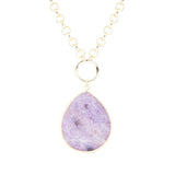 Purple Amethyst Teardrop Golden Chain Necklace