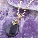 Purple Quartz Teardrop Golden Pendant Necklace - Barse Jewelry