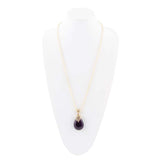 Purple Quartz Teardrop Golden Pendant Necklace - Barse Jewelry - Flyclothing LLC