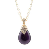 Purple Quartz Teardrop Golden Pendant Necklace - Barse Jewelry - Flyclothing LLC