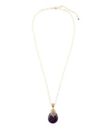 Purple Quartz Teardrop Golden Pendant Necklace - Barse Jewelry - Flyclothing LLC