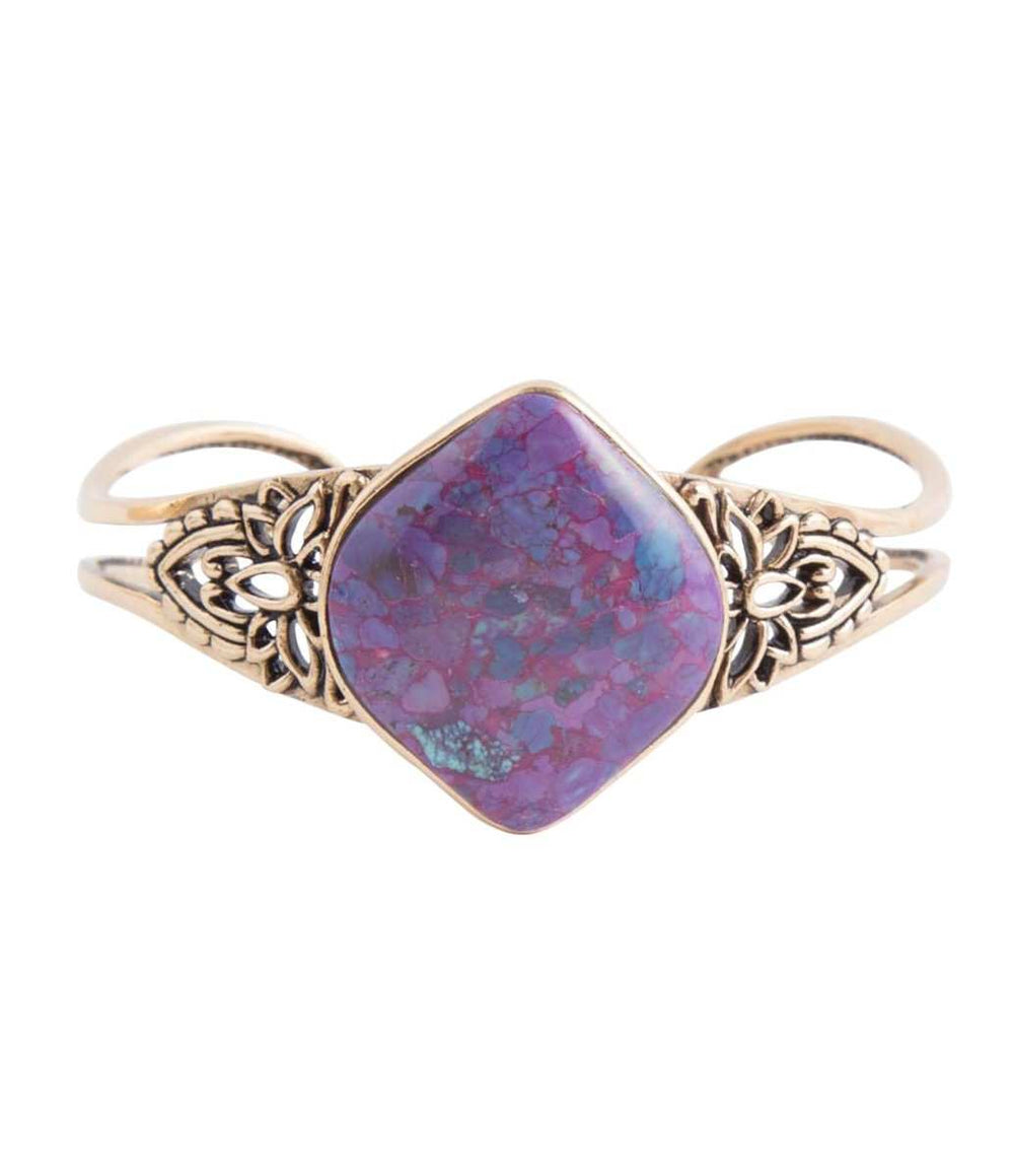 Purple Turquoise Golden Cuff Bracelet - Barse Jewelry - Flyclothing LLC